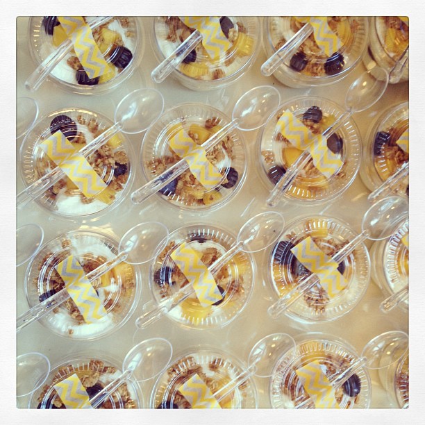 Yogurt parfaits in lieu of cupcakes for birthday celebration.